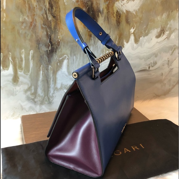 Bvlgari Bulgari Blue Two Tone Scaglie Handle Bag - Picture 7 of 8